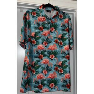 Yatta Golf Polo Shirt Mens XL Floral Flamingo AOP Performance Stretch